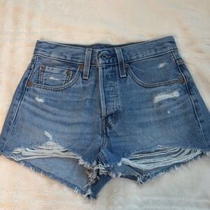 Levi's Light Blue Ripped Jean Shorts
